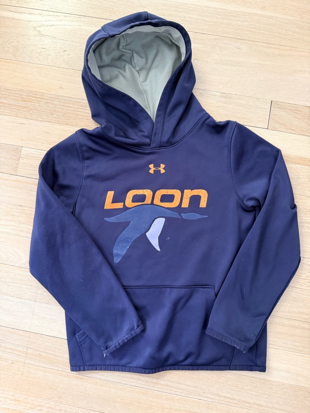 Under Armour Navy Hoodie with Orange Loon Mountain Logo